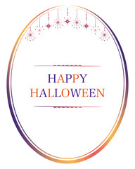 キラキラデザインのおしゃれなハロウィンフレーム　縦向きの楕円型　Halloween flame vintage