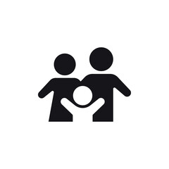 Parents and child silhouette for family icon solid in trendy style. Happy little family for insurance symbol with mother, father, and son sign. Vector illustration. Design on white background. EPS 10