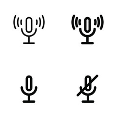 Microphone muted and unmuted, Classic mic shape, speaker on and off. Symbol for communication mobile apps and web design button. Record audio line. Vector illustration Design on white background EPS10