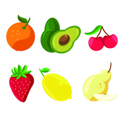 set of fruits and berries vector illustration