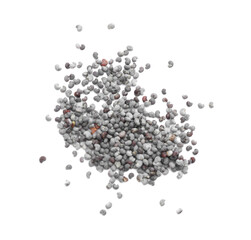 Pile of poppy seeds on white background