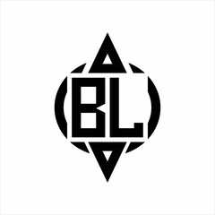 BL Logo with circle rounded combine triangle top and bottom side design template