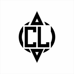CL Logo with circle rounded combine triangle top and bottom side design template
