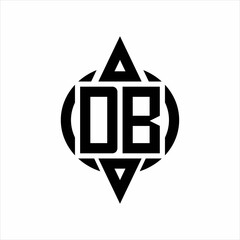 DB Logo with circle rounded combine triangle top and bottom side design template