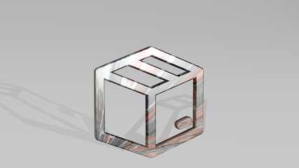 SHIPMENT UPLOAD made by 3D illustration of a shiny metallic sculpture casting shadow on light background. delivery and cargo