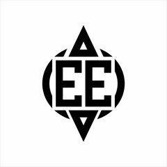 EE Logo with circle rounded combine triangle top and bottom side design template