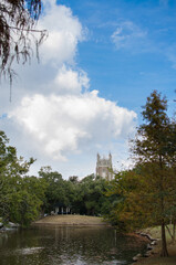 Church in distance