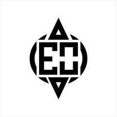 EO Logo with circle rounded combine triangle top and bottom side design template