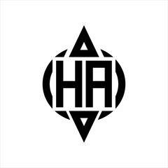 HA Logo with circle rounded combine triangle top and bottom side design template