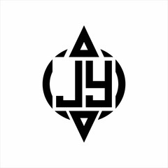 JY Logo with circle rounded combine triangle top and bottom side design template