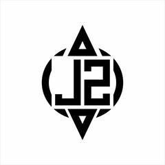 JZ Logo with circle rounded combine triangle top and bottom side design template