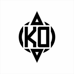 KD Logo with circle rounded combine triangle top and bottom side design template