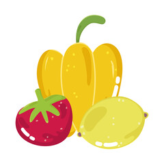 food ingredients menu fresh cartoon yellow pepper tomato and lemon