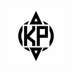 KP Logo with circle rounded combine triangle top and bottom side design template