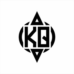 KQ Logo with circle rounded combine triangle top and bottom side design template