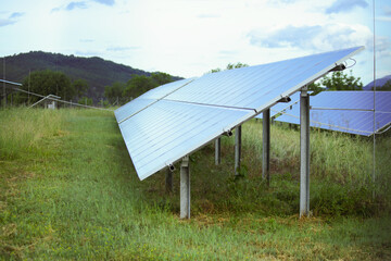 solar panels park in the morning