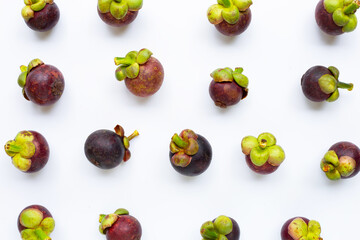 Mangosteen isolated on white background.