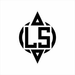 LS Logo with circle rounded combine triangle top and bottom side design template