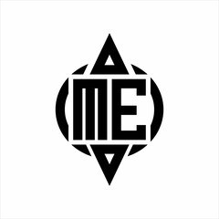 ME Logo with circle rounded combine triangle top and bottom side design template