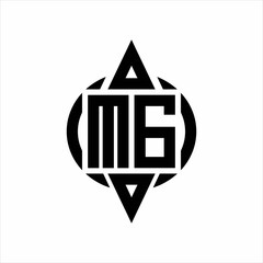 MG Logo with circle rounded combine triangle top and bottom side design template