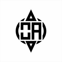 OA Logo with circle rounded combine triangle top and bottom side design template on white background