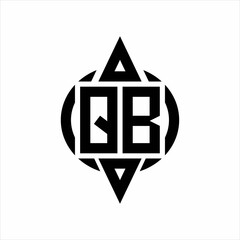 QB Logo with circle rounded combine triangle top and bottom side design template on white background