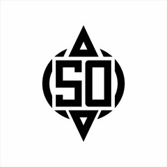 SD Logo with circle rounded combine triangle top and bottom side design template on white background