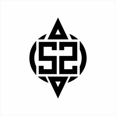 SZ Logo with circle rounded combine triangle top and bottom side design template on white background