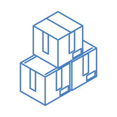 isometric stack of cardboard boxes work linear style icon design