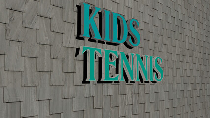 Obraz premium 3D illustration of kids tennis graphics and text made by metallic dice letters for the related meanings of the concept and presentations. children and background