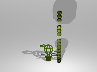 3D illustration of HOT AIR BALLOON graphics and text around the icon made by metallic dice letters for the related meanings of the concept and presentations. background and coffee