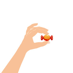 Hand hold candy wrapper dessert sweetness