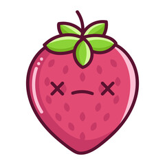 kawaii dead strawberry fruit cartoon