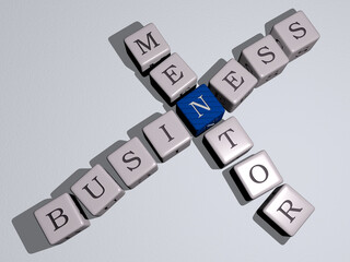 BUSINESS MENTOR combined by dice letters and color crossing for the related meanings of the concept. illustration and background