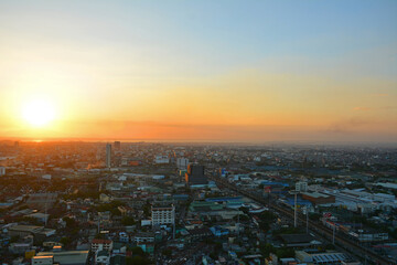 Quezon city overview during afternoon sunset in Quezon City, Philippines