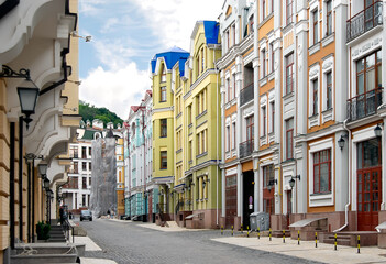 Naklejka na ściany i meble Colorful Vozdvizhenka district in Kiev, Ukraine