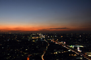 Quezon city overview during twilight in Quezon City, Philippines