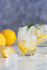 Lemon rosemary cocktail with ice.