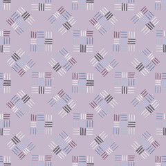 Fototapeta na wymiar Dash ornament seamless simple pattern. Little pastel line elements on soft violet background.