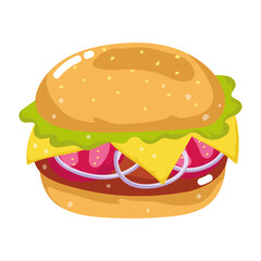 fast food burger snack cartoon isolated icon white background