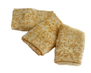 Baked spring rolls wrapped in an envelope on a white plate
