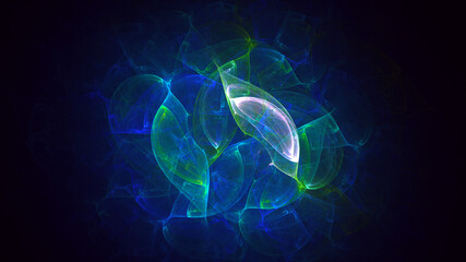 3D rendering abstract blue fractal light background