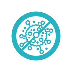 Stop covid-19 epidemy - quarantine antibacterial and vaccination sign - crossed out virus icon