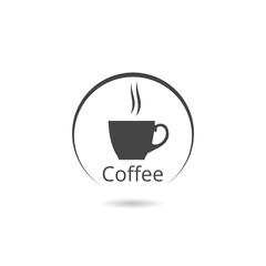Coffee cup vector icon with shadow