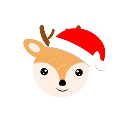 christmas animal in santa claus hat vector illustration	