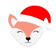 christmas animal in santa claus hat vector illustration	