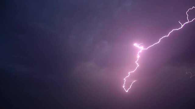 Lightning in the sky. Filming in the summer.