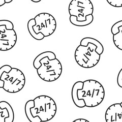 Phone service 24/7 icon in flat style. Telephone talk vector illustration on white isolated background. Hotline contact seamless pattern business concept.