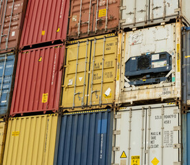 ISO containers stacked in the port of Hamburg
