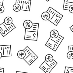 Tax payment icon in flat style. Budget invoice vector illustration on white isolated background. Calculate document seamless pattern business concept.